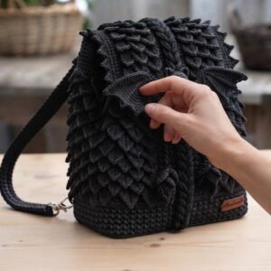 Dragon Scale Crochet Backpack Pattern, Bat Backpack PDF, Gothic Crochet Bag Pattern, Spider Web Bag PDF, Crocodile Stitch Backpack Pattern - Gallery Image 1