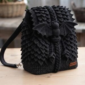 Dragon Scale Crochet Backpack Pattern, Bat Backpack PDF, Gothic Crochet Bag Pattern, Spider Web Bag PDF, Crocodile Stitch Backpack Pattern - Gallery Image 1