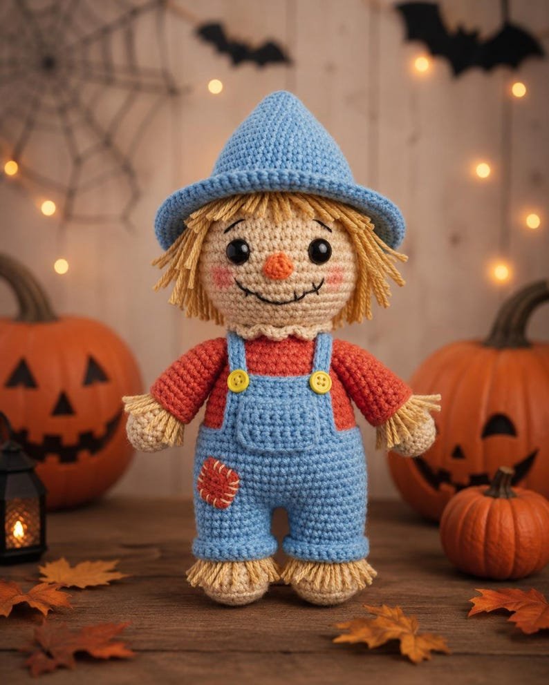 Scarecrow Crochet Pattern PDF, Amigurumi Scarecrow Doll Pattern, Fall Crochet Pattern, Scarecrow Doll Tutorial, Halloween Crochet