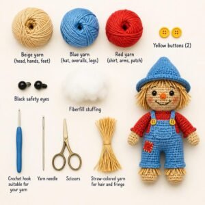 Scarecrow Crochet Pattern PDF, Amigurumi Scarecrow Doll Pattern, Fall Crochet Pattern, Scarecrow Doll Tutorial, Halloween Crochet - Gallery Image 1